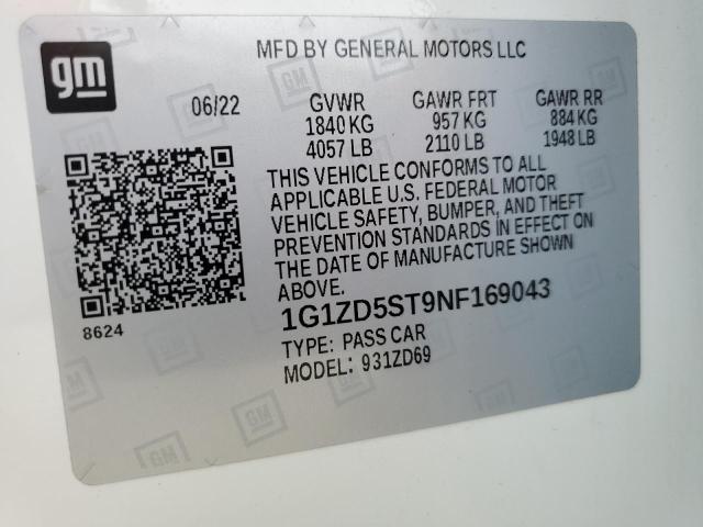 2022 CHEVROLET MALIBU LT - 1G1ZD5ST9NF169043