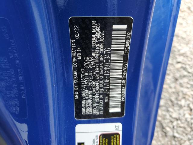 2022 SUBARU BRZ LIMITE JF1ZDBE1XN9703476