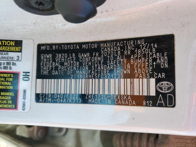 2015 TOYOTA COROLLA L - 2T1BURHE5FC321239