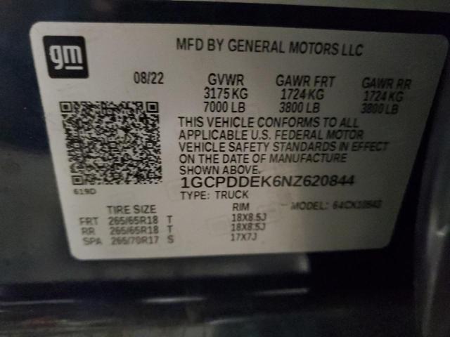 2022 CHEVROLET 1500 - 1GCPDDEK6NZ620844