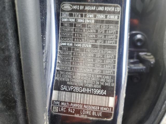 2017 LAND ROVER RANGE ROVE - SALVP2BG4HH199664