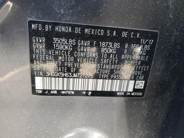 2018 HONDA FIT SPORT 3HGGK5H63JM727275