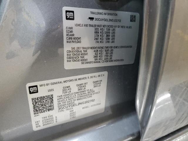 3GCUYGEL2NG102702 2022 CHEVROLET ALL Models