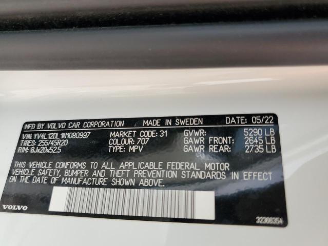 2022 VOLVO XC60 B5 IN - YV4L12DL1N1080997