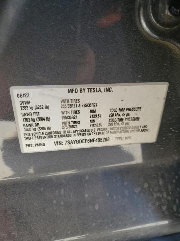 2022 TESLA MODEL Y - 7SAYGDEF6NF485288
