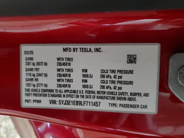 2020 TESLA MODEL 3 - 5YJ3E1EB9LF711457