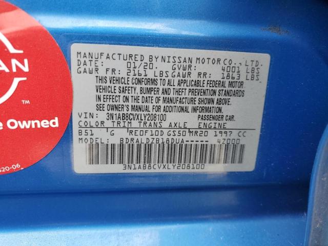 2020 NISSAN SENTRA SV 3N1AB8CVXLY208100