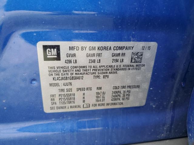 2016 BUICK ENCORE KL4CJASB1GB584612