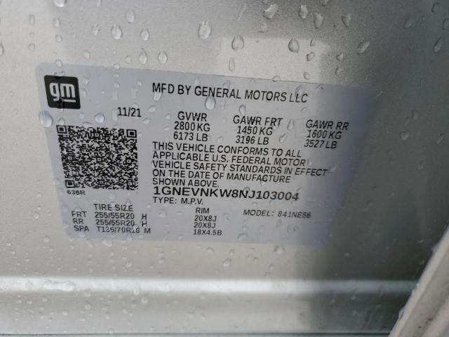 2022 CHEVROLET TRAVERSE H 1GNEVNKW8NJ103004