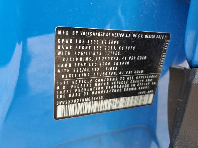 2022 VOLKSWAGEN TAOS SEL 3VV2X7B27NM017413