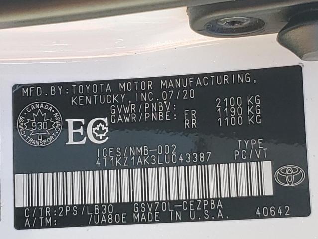 2020 TOYOTA CAMRY TRD - 4T1KZ1AK3LU043387