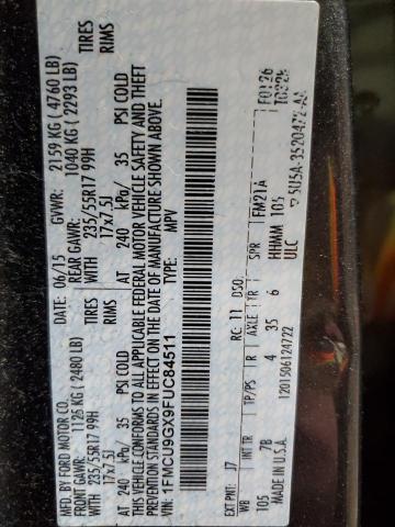 2015 FORD ESCAPE SE - 1FMCU9GX9FUC84511