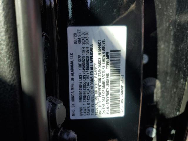 2020 HONDA PILOT BLAC - 5FNYF6H74LB058768