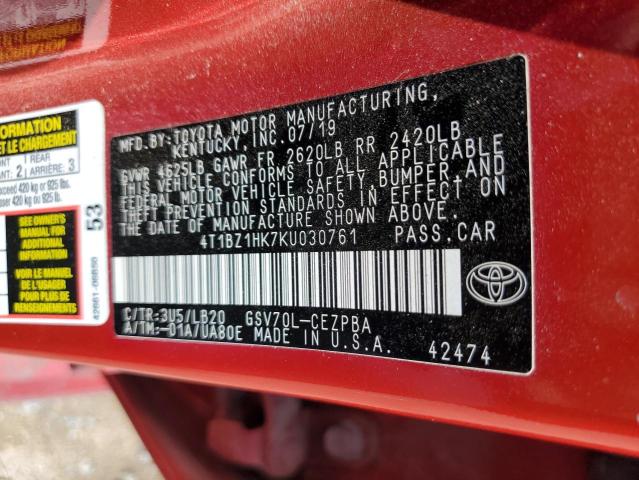 2019 TOYOTA CAMRY XSE - 4T1BZ1HK7KU030761