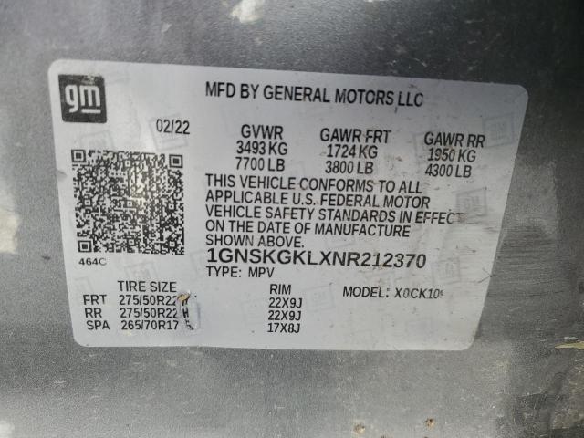 2022 CHEVROLET SUBURBAN K - 1GNSKGKLXNR212370
