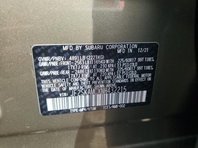 2022 SUBARU FORESTER W JF2SKAMCXNH432215