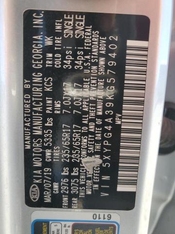 2019 KIA SORENTO L - 5XYPG4A39KG579402
