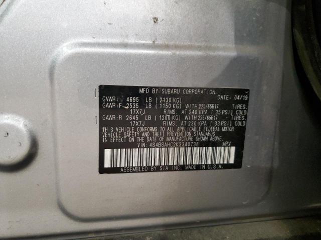 2019 SUBARU OUTBACK 2. - 4S4BSAHC2K3340738