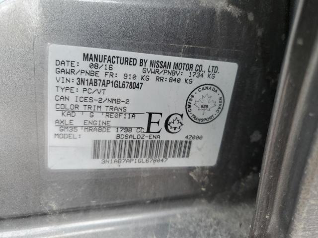 2016 NISSAN SENTRA S - 3N1AB7AP1GL678047