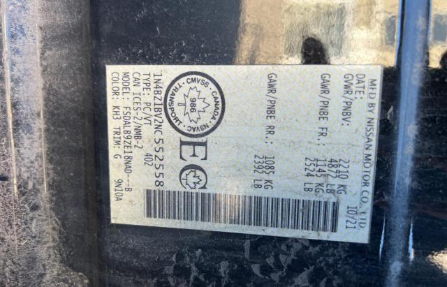 2022 NISSAN LEAF S PLU 1N4BZ1BV2NC552558