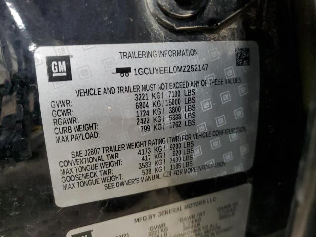 2021 CHEVROLET SILVERADO - 1GCUYEEL0MZ252147