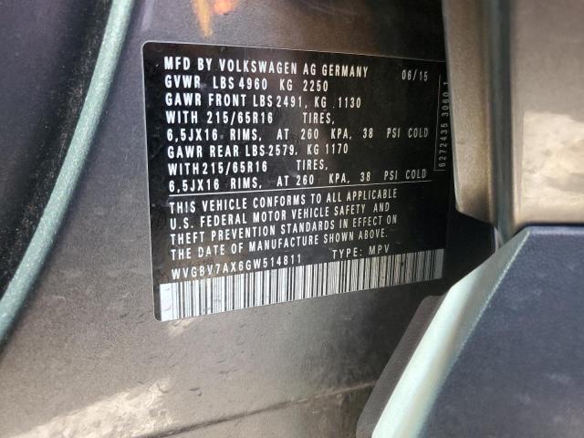 2016 VOLKSWAGEN TIGUAN S - WVGBV7AX6GW514811