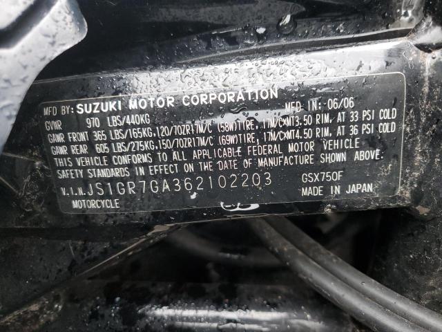 2006 SUZUKI GSX750 F JS1GR7GA362102203