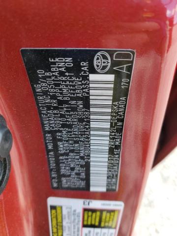 2010 TOYOTA COROLLA BA - 2T1BU4EE2AC471387