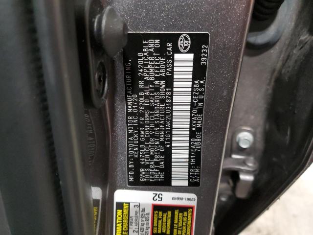 2020 TOYOTA CAMRY 4T1G11AK2LU348781