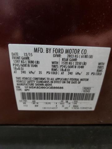 2016 FORD EXPLORER X - 1FM5K8D86GGB86686