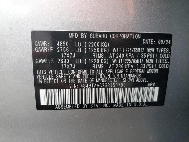 2025 SUBARU OUTBACK 4S4BTAAC7S3153700