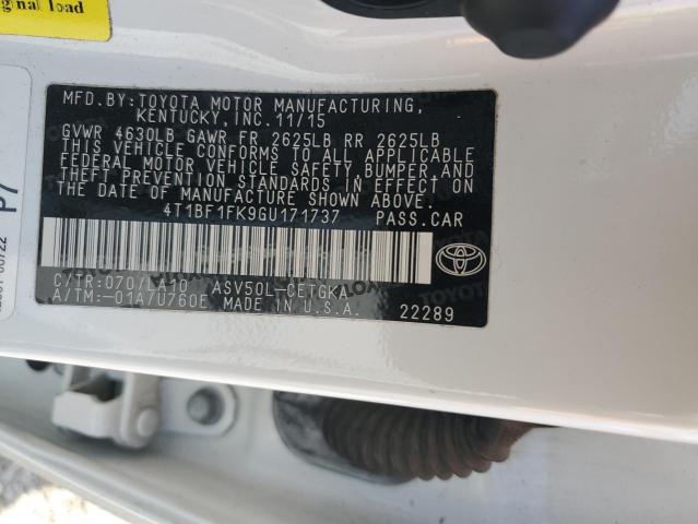 2016 TOYOTA CAMRY LE 4T1BF1FK9GU171737