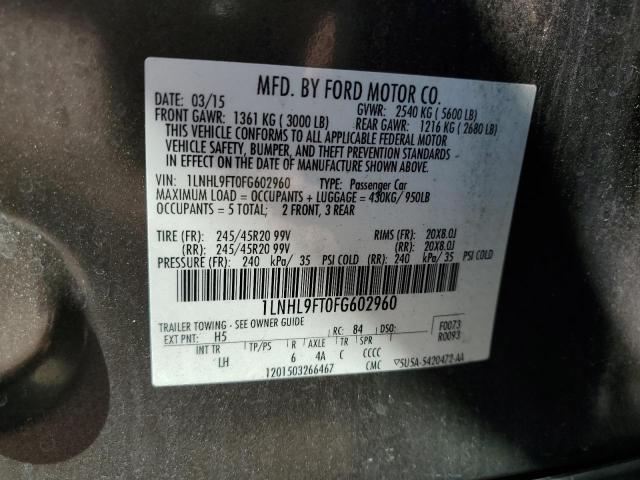 2015 LINCOLN MKS 1LNHL9FT0FG602960