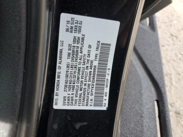 2019 HONDA RIDGELINE - 5FPYK3F83KB009959