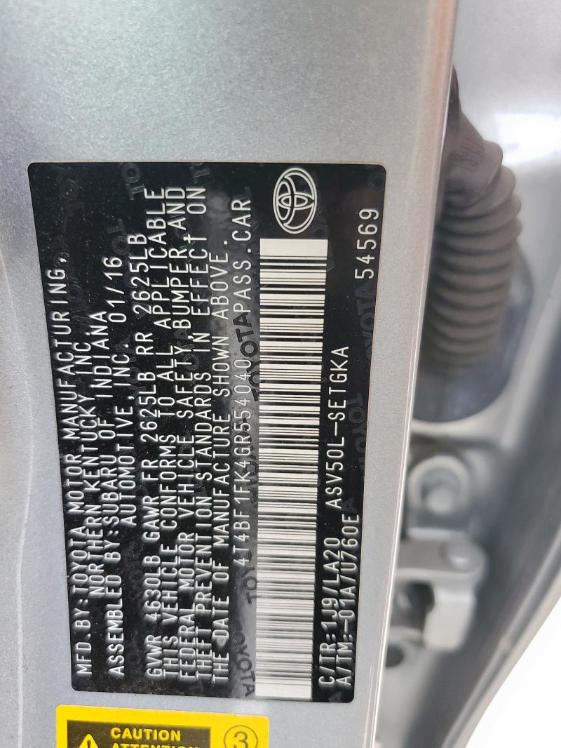 2016 TOYOTA CAMRY LE - 4T4BF1FK4GR554040