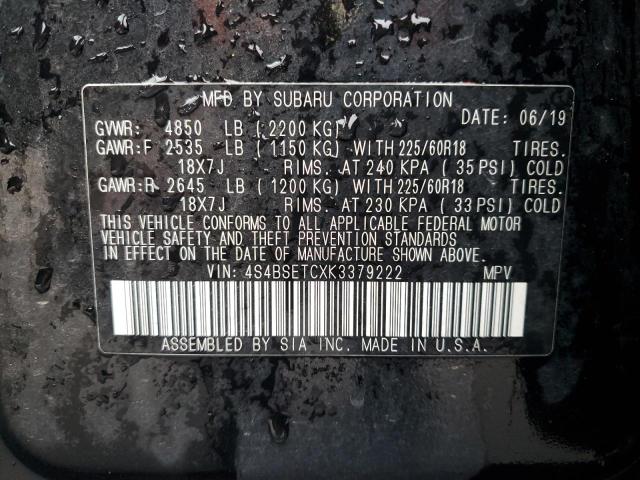 2019 SUBARU OUTBACK TO 4S4BSETCXK3379222