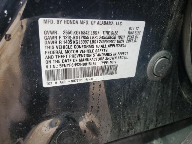 2017 HONDA PILOT TOUR - 5FNYF6H92HB016186