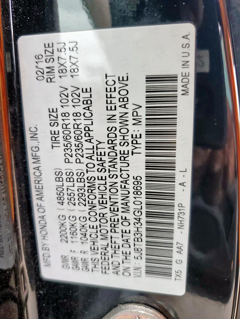 2016 ACURA RDX - 5J8TB3H34GL018695