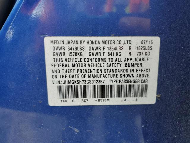 2016 HONDA FIT EX JHMGK5H73GS012857