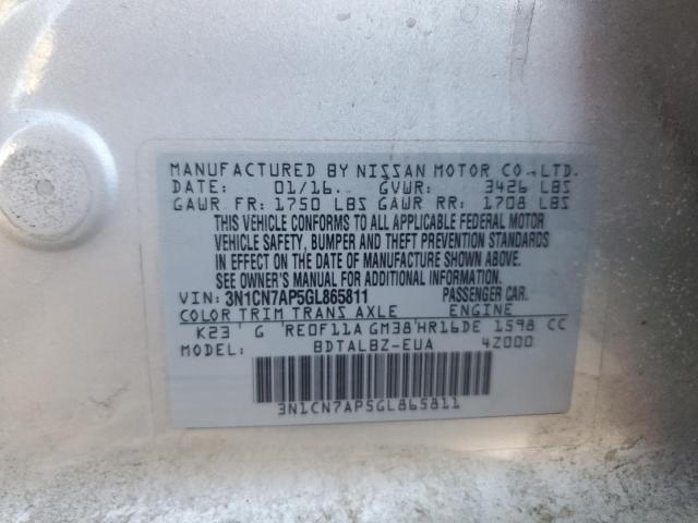 2016 NISSAN VERSA S - 3N1CN7AP5GL865811