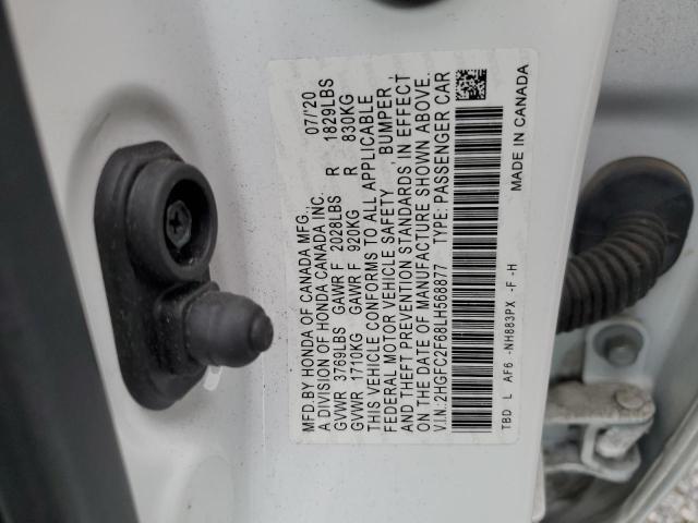 2020 HONDA CIVIC LX 2HGFC2F68LH568877