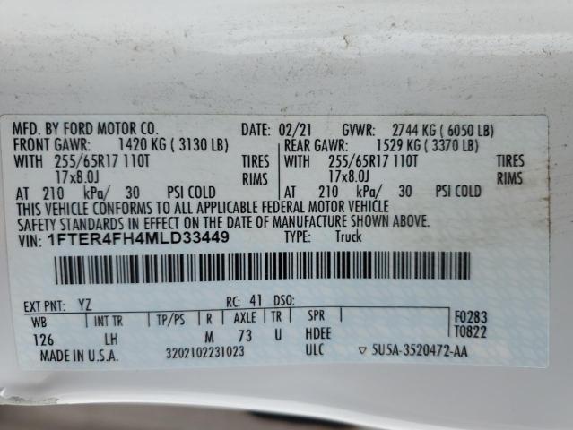 2021 FORD RANGER XL 1FTER4FH4MLD33449