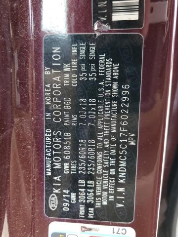 2015 KIA SEDONA EX KNDMC5C17F6022996