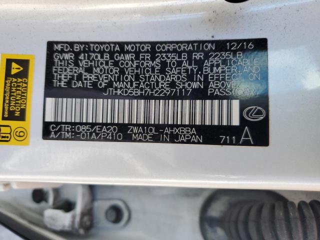 2017 LEXUS CT 200 JTHKD5BH7H2297117