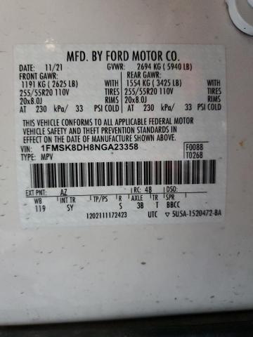 1FMSK8DH8NGA23358 2022 FORD EXPLORER
