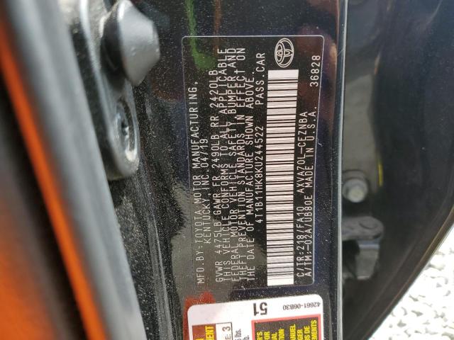 2019 TOYOTA CAMRY L - 4T1B11HK8KU244522