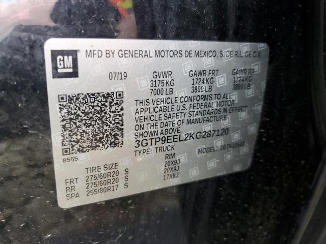 2019 GMC SIERRA K15 - 3GTP9EEL2KG287120