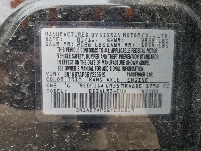 2016 NISSAN SENTRA S - 3N1AB7AP5GY225519