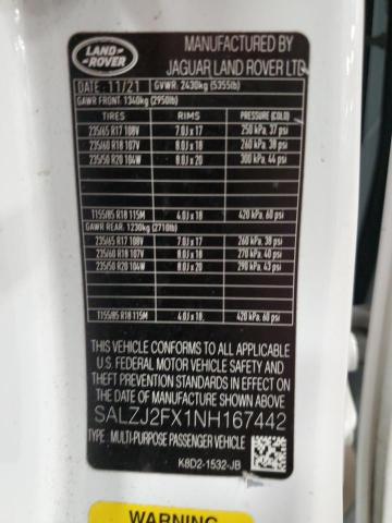 2022 LAND ROVER RANGE ROVE - SALZJ2FX1NH167442