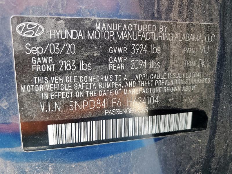 2020 HYUNDAI ELANTRA SE 5NPD84LF6LH624104